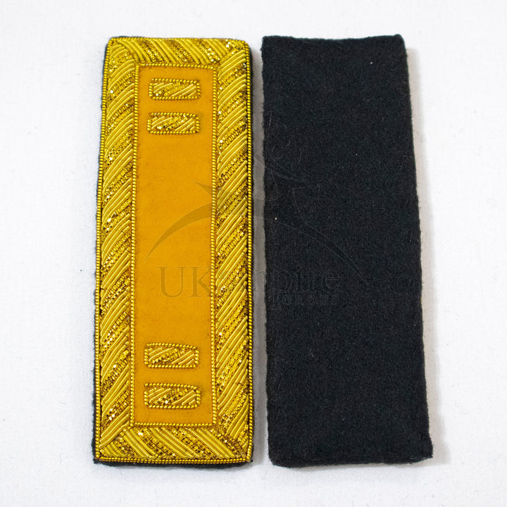 Civil War US Officer Shoulder Boards Captain (Two Gold Bar) Cavalry Yellow – Gold Bullion Embroidered - 3
