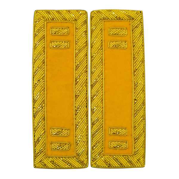 Civil War US Officer Shoulder Boards Captain (Two Gold Bar) Cavalry Yellow – Gold Bullion Embroidered