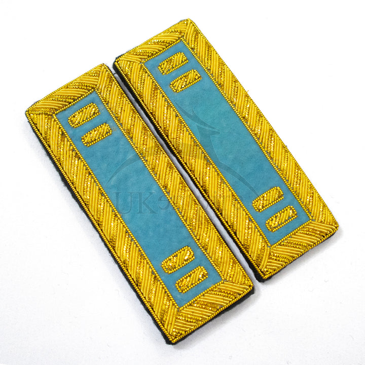 Civil War US Officer Shoulder Boards Captain (Two Gold Bar) Infantry Sky Blue – Gold Bullion Embroidered-1