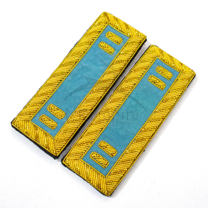 Civil War US Officer Shoulder Boards Captain (Two Gold Bar) Infantry Sky Blue – Gold Bullion Embroidered-2