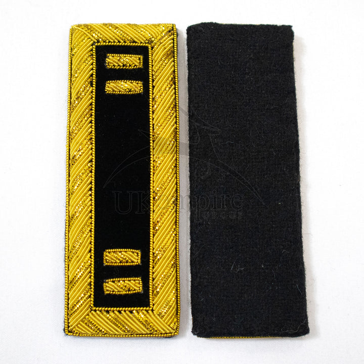 Civil War US Officer Shoulder Boards Captain (Two Gold Bar) Staff Black – Gold Bullion Embroidered-3