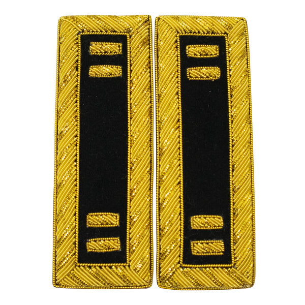 Civil War US Officer Shoulder Boards Captain (Two Gold Bar) Staff Black – Gold Bullion Embroidered