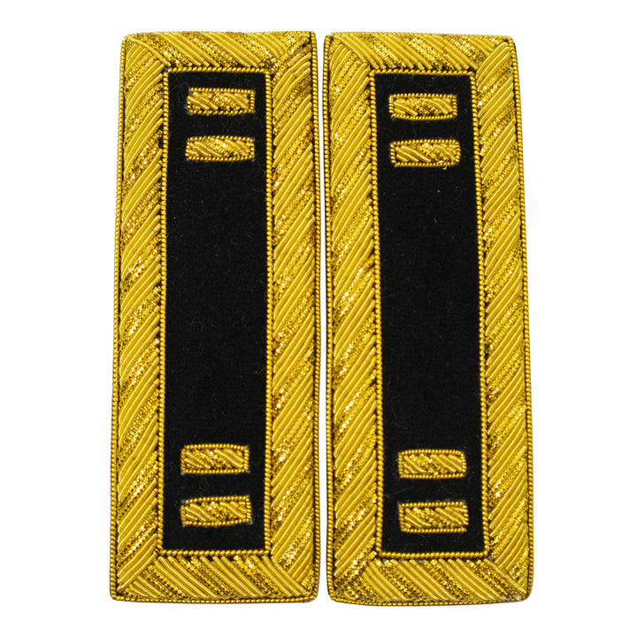 Civil War US Officer Shoulder Boards Captain (Two Gold Bar) Staff Black – Gold Bullion Embroidered