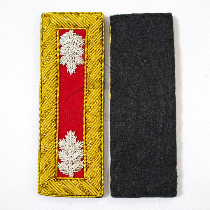 Civil War US Officer Shoulder Boards Lieutenant Colonel (Silver Oak Leaf) Artillery Red – Gold Bullion Embroidered-3