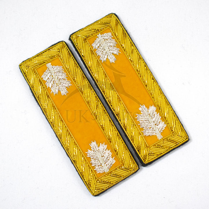 Civil War US Officer Shoulder Boards Lieutenant Colonel (Silver Oak Leaf) Cavalry Yellow – Gold Bullion Embroidered-1