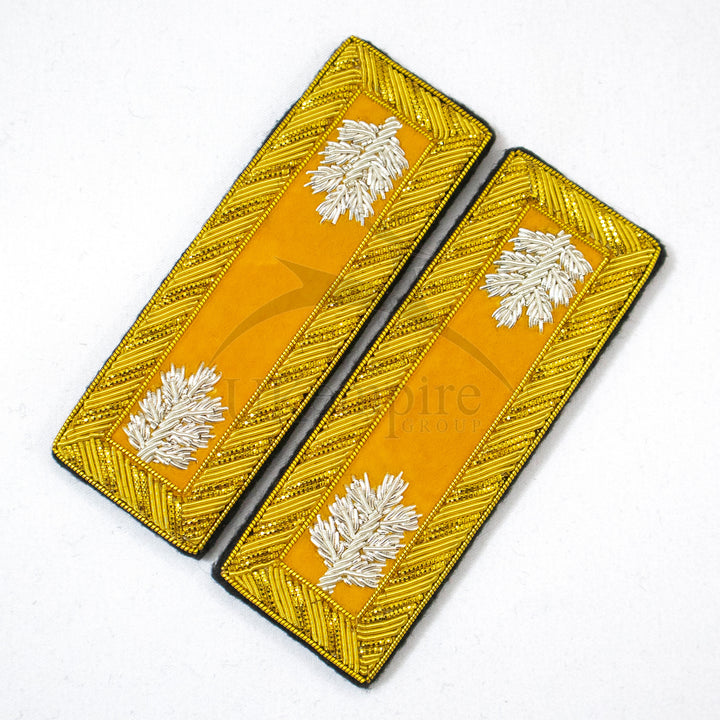 Civil War US Officer Shoulder Boards Lieutenant Colonel (Silver Oak Leaf) Cavalry Yellow – Gold Bullion Embroidered-2