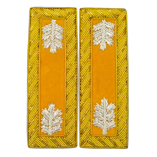 Civil War US Officer Shoulder Boards Lieutenant Colonel (Silver Oak Leaf) Cavalry Yellow – Gold Bullion Embroidered