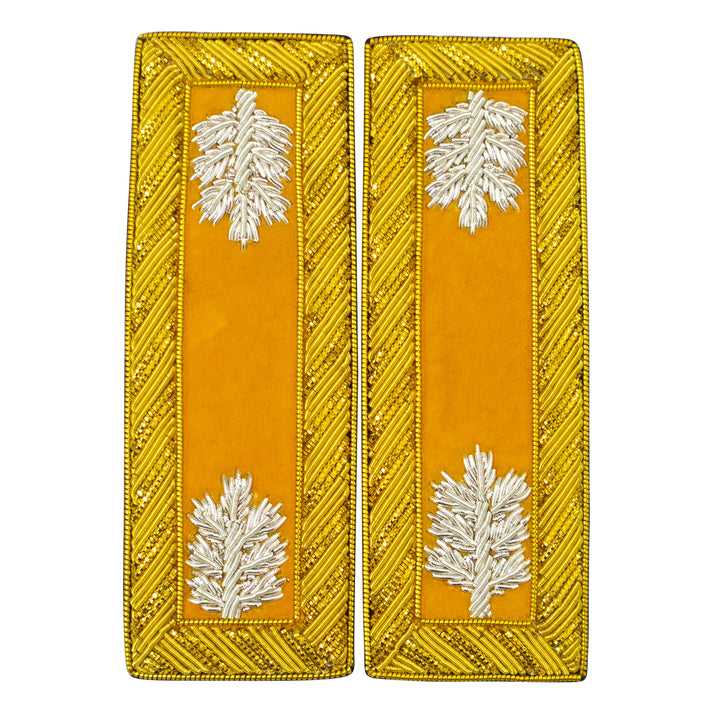 Civil War US Officer Shoulder Boards Lieutenant Colonel (Silver Oak Leaf) Cavalry Yellow – Gold Bullion Embroidered