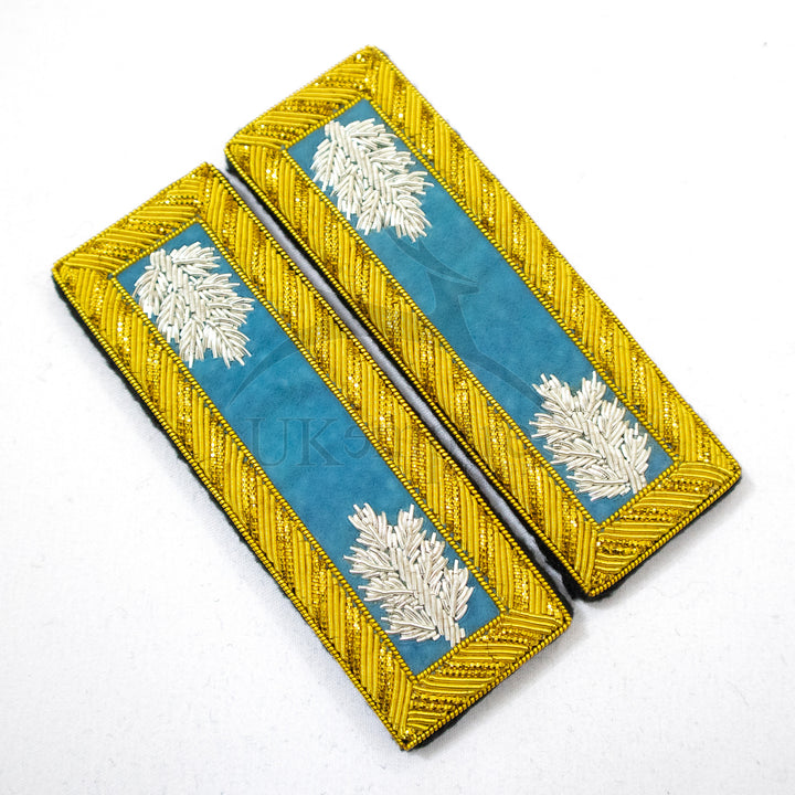 Civil War US Officer Shoulder Boards Lieutenant Colonel (Silver Oak Leaf) Infantry Sky Blue – Gold Bullion Embroidered-1