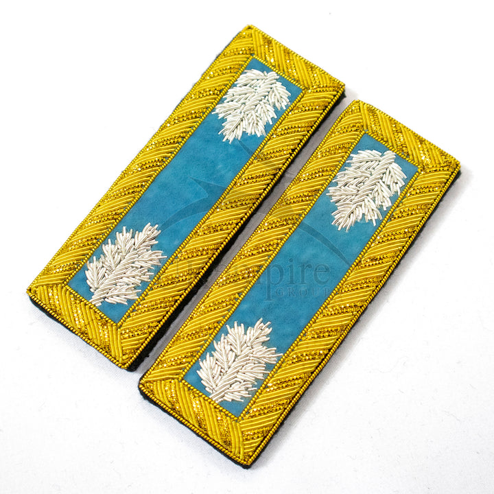 Civil War US Officer Shoulder Boards Lieutenant Colonel (Silver Oak Leaf) Infantry Sky Blue – Gold Bullion Embroidered-2