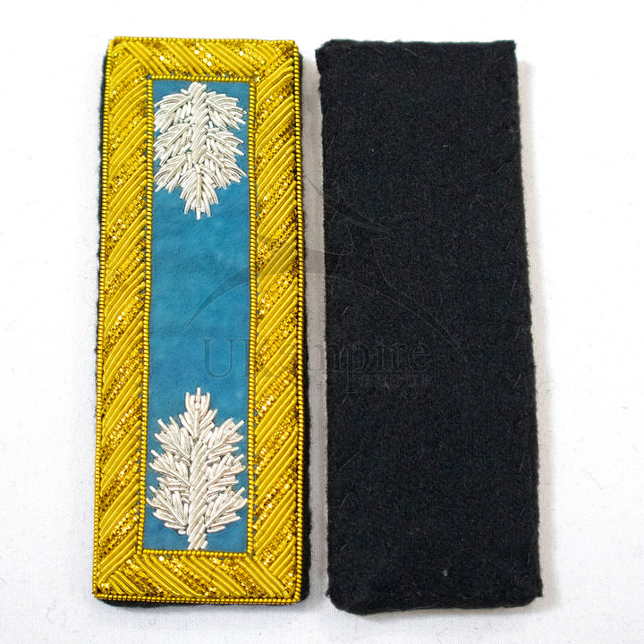 Civil War US Officer Shoulder Boards Lieutenant Colonel (Silver Oak Leaf) Infantry Sky Blue – Gold Bullion Embroidered-3