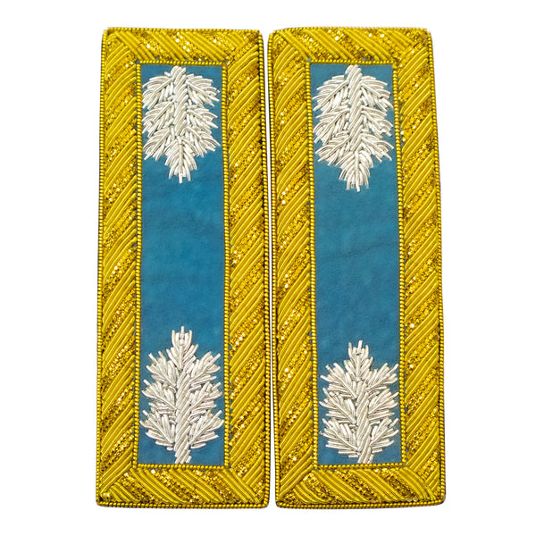 Civil War US Officer Shoulder Boards Lieutenant Colonel (Silver Oak Leaf) Infantry Sky Blue – Gold Bullion Embroidered