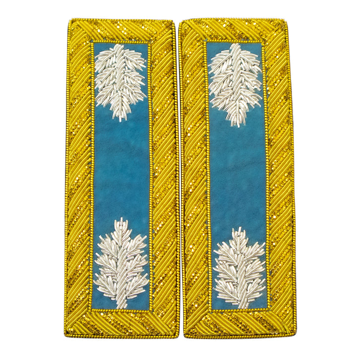 Civil War US Officer Shoulder Boards Lieutenant Colonel (Silver Oak Leaf) Infantry Sky Blue – Gold Bullion Embroidered