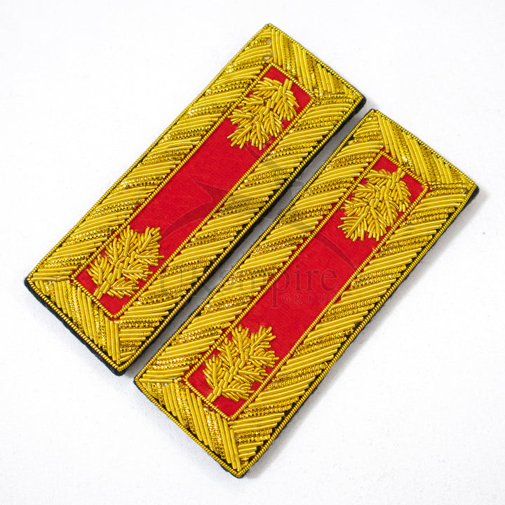 Civil War US Officer Shoulder Boards Major (Gold Oak Leaf) Artillery Red – Gold Bullion Embroidered-2