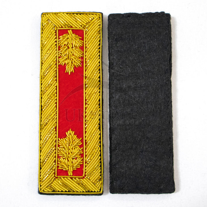 Civil War US Officer Shoulder Boards Major (Gold Oak Leaf) Artillery Red – Gold Bullion Embroidered-3