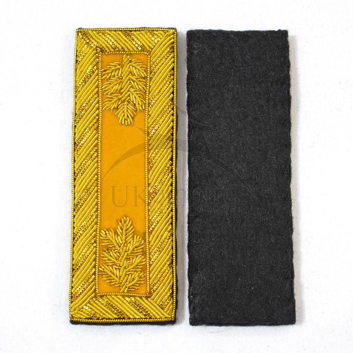 Civil War US Officer Shoulder Boards Major (Gold Oak Leaf) Cavalry Yellow – Gold Bullion Embroidered-3