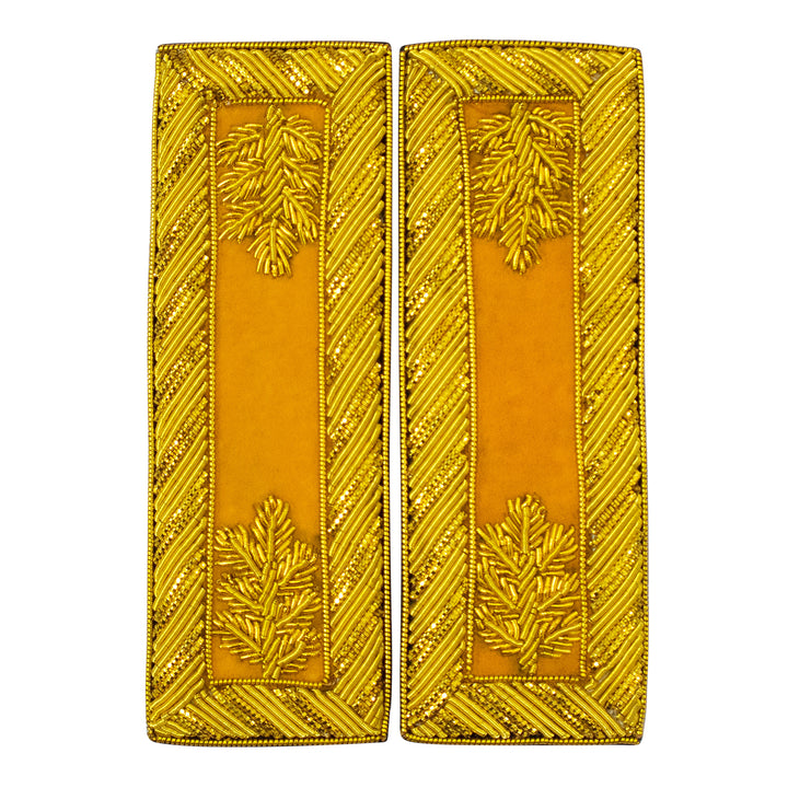 Civil War US Officer Shoulder Boards Major (Gold Oak Leaf) Cavalry Yellow – Gold Bullion Embroidered