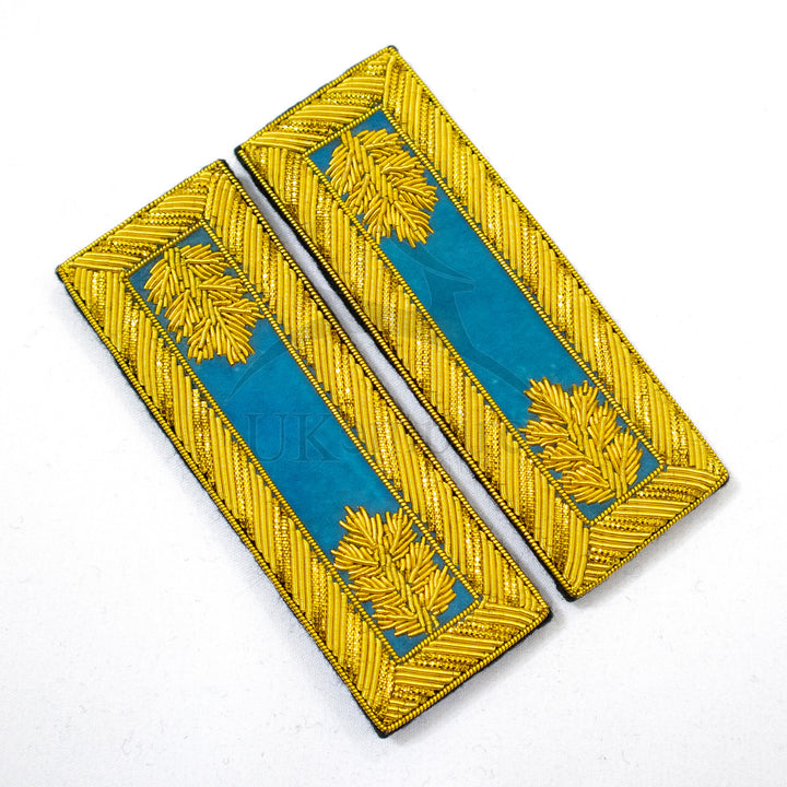 Civil War US Officer Shoulder Boards Major (Gold Oak Leaf) Infantry Sky Blue – Gold Bullion Embroidered-1