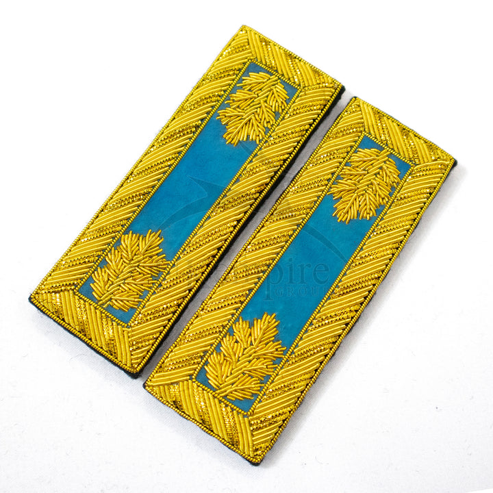 Civil War US Officer Shoulder Boards Major (Gold Oak Leaf) Infantry Sky Blue – Gold Bullion Embroidered-2