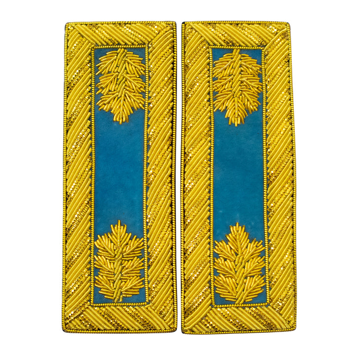 Civil War US Officer Shoulder Boards Major (Gold Oak Leaf) Infantry Sky Blue – Gold Bullion Embroidered