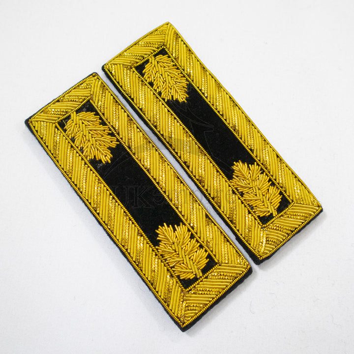 Civil War US Officer Shoulder Boards Major (Gold Oak Leaf) Staff Black – Gold Bullion Embroidered-1