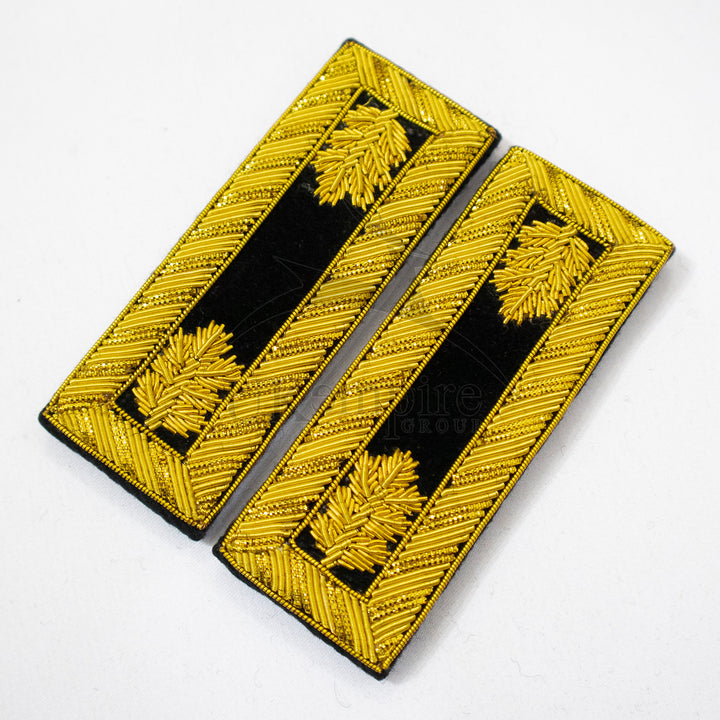 Civil War US Officer Shoulder Boards Major (Gold Oak Leaf) Staff Black – Gold Bullion Embroidered-2
