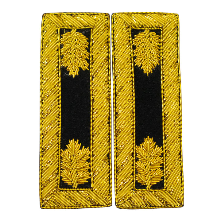 Civil War US Officer Shoulder Boards Major (Gold Oak Leaf) Staff Black – Gold Bullion Embroidered