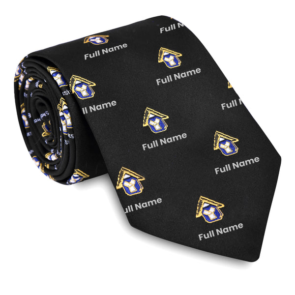 Past Master Craft English Regulation Necktie - Black Silk Customizable