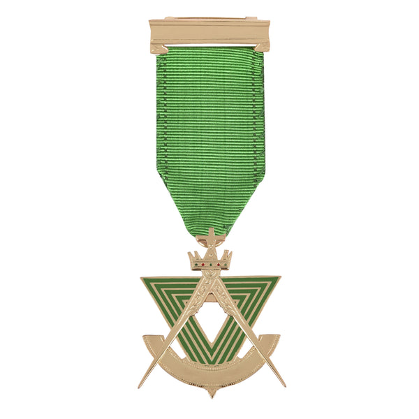 Past Sovereign Master Allied Masonic Degrees Breast Jewel - Gold Plated With Ribbon