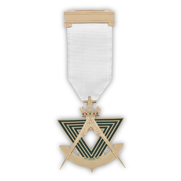 Past Sovereign Master Allied Masonic Degrees Breast Jewel - Gold Plated With Ribbon