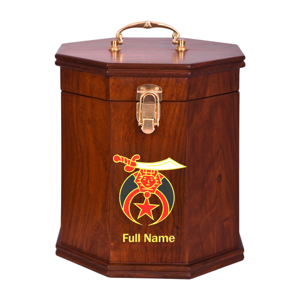 Shriners Fez Case - Personalized Textured Acacia Wood With Red Velvet Interior