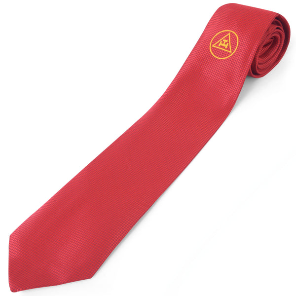 Royal Arch Chapter Necktie - Red With Gold Embroidery Emblem