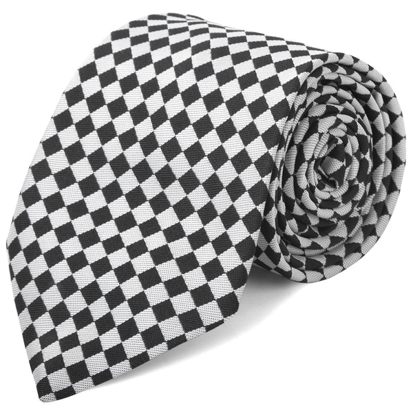 Masonic Necktie - Black & White Checkered Floor Pattern