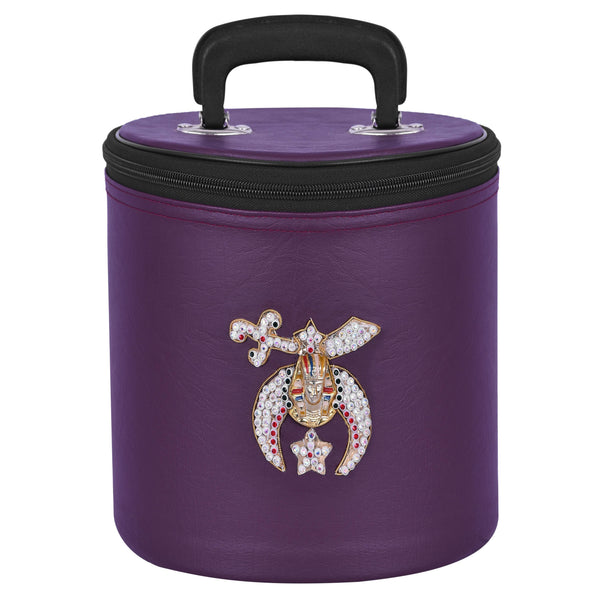 Shriners Fez Case - Purple Synthetic Leather With Rhinestones