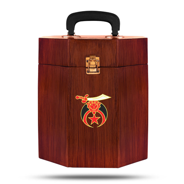 Shriners Fez Case - Textured Wood With Red Velvet Interior
