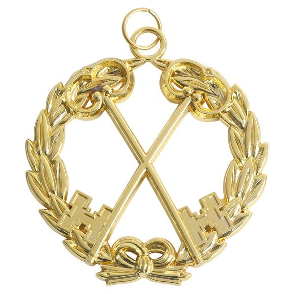 Grand Treasurer Blue Lodge Officer Collar Jewel - Gold Metal
