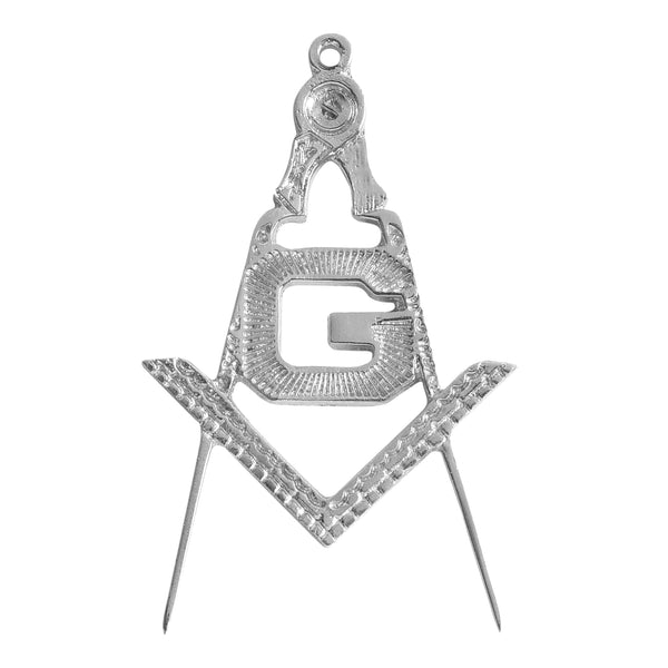 Master Mason Blue Lodge Collar Jewel - Silver Plated Square & Compass with G
