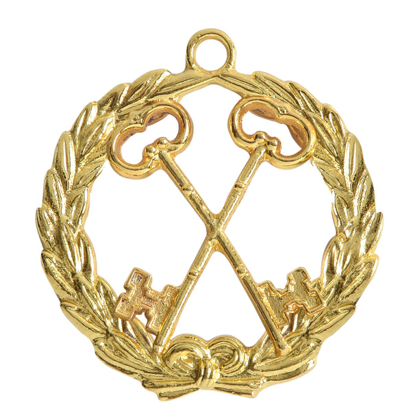 Grand Treasurer Knights Templar Commandery Officer Collar Jewel - Gold Plated