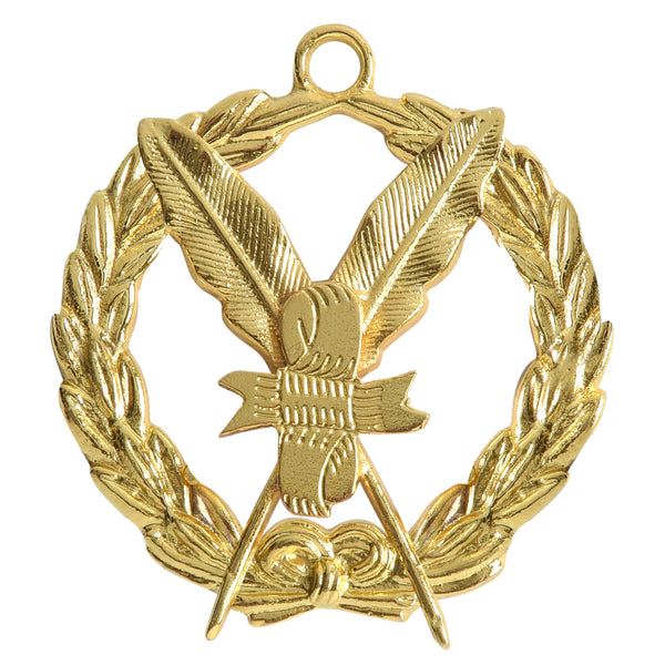 Grand Recorder Knights Templar Commandery Officer Collar Jewel - Gold Plated