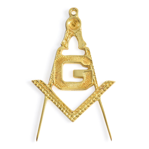 Master Mason Blue Lodge Collar Jewel - Gold Plated Square & Compass with G