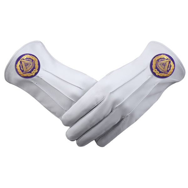 Grand Master Blue Lodge Gloves - Leather With Purple Patch