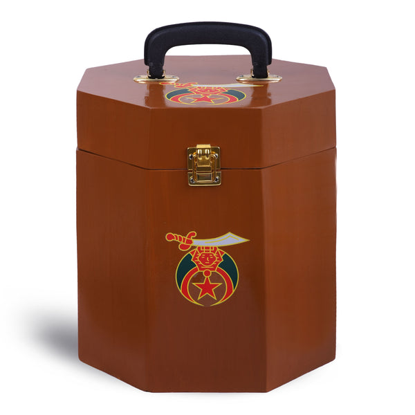 Shriners Fez Case - Plain Wood With Red Velvet Interior