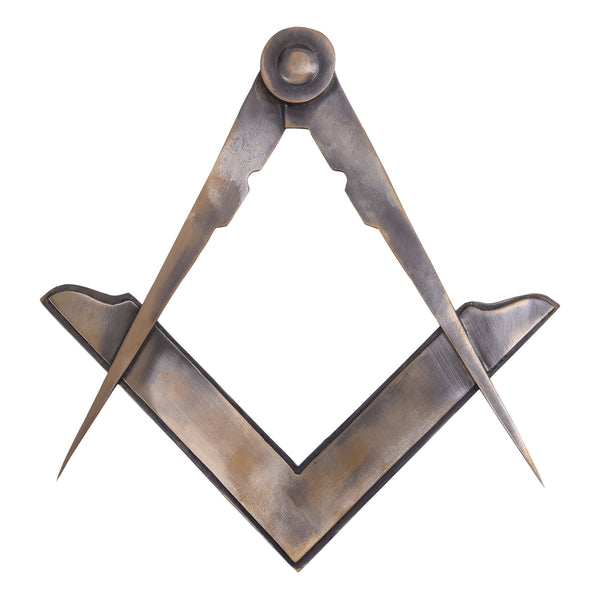 Master Mason Blue Lodge Working Tools Set - Square & Compass Pure Brass Antique Color