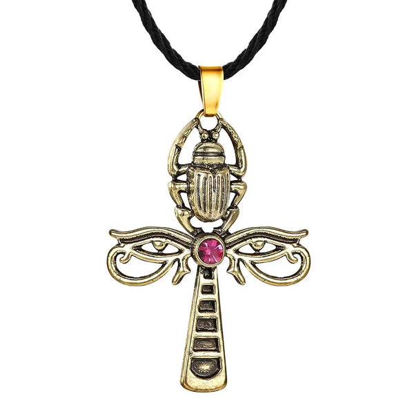 Ancient Egypt Necklace - Zinc Alloy Eye of Horus With Ankh Cross Gold