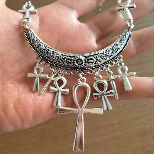 Ancient Egypt Necklace - Zinc Alloy With Hanging Ankh Crosses