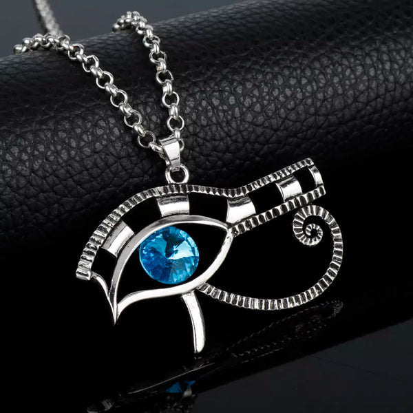 Ancient Egypt Necklace - Silver Zinc Alloy With Blue Eye Of Horus