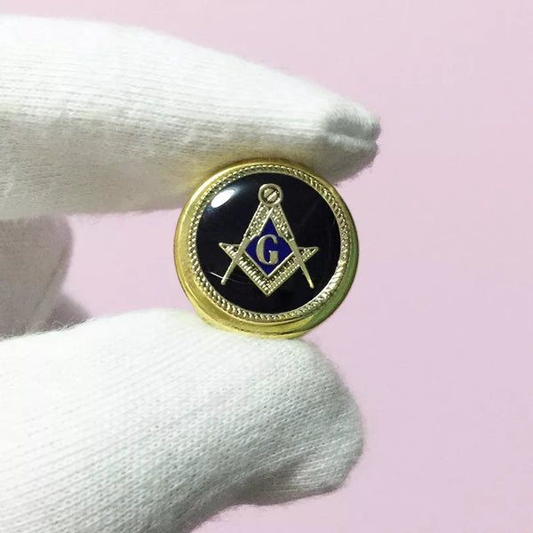 Master Mason Blue Lodge Lapel Pin  - Black Enamel Square & Compass G (1pc)