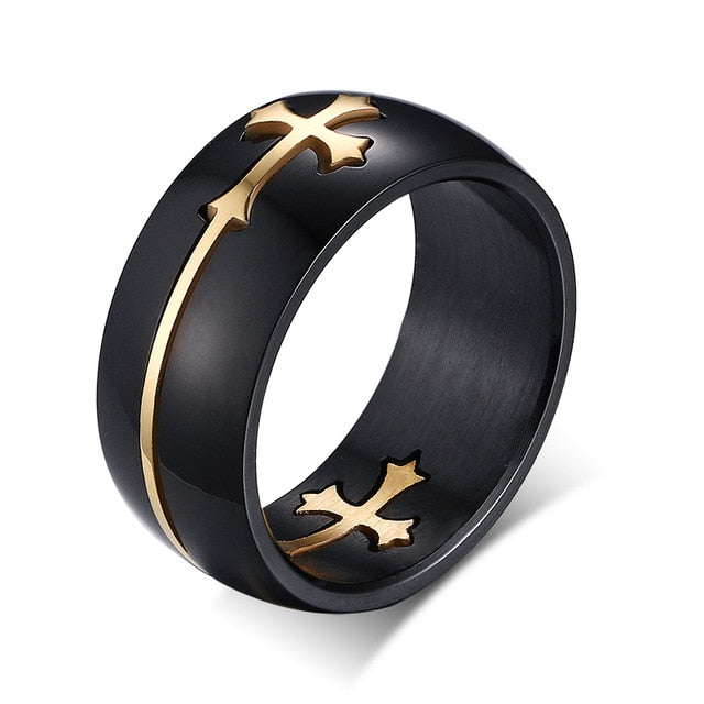 Master Mason Blue Lodge Ring - Separable Cross Black Stainless Steel - Bricks Masons