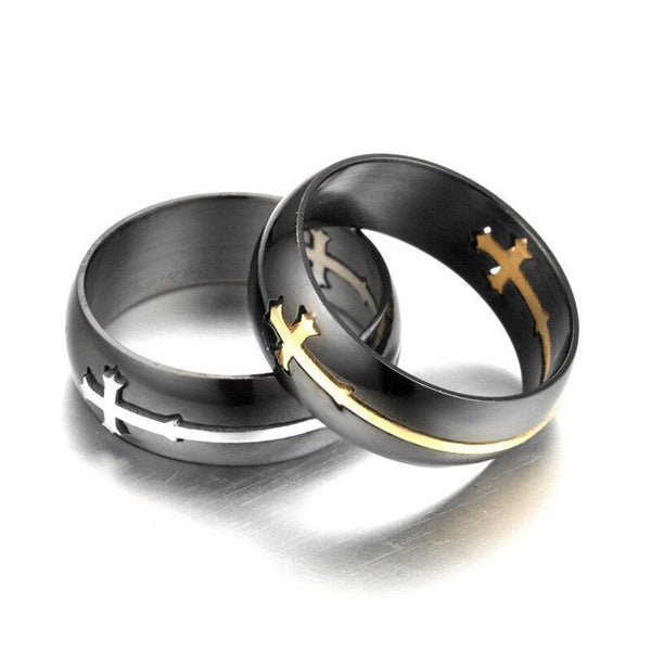 Knights Templar Ring - Separable Cross Black Stainless Steel