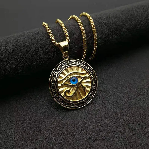 Ancient Egypt Necklace - Gold & Black Zinc Alloy Eye Of Horus